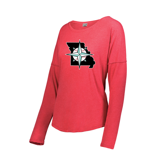 [FTLCUBRD-FAXS-LOGO3] Decker Women's Tri-Blend T-Shirt - Long Sleeve (Female Adult XS, Red, Logo 3)